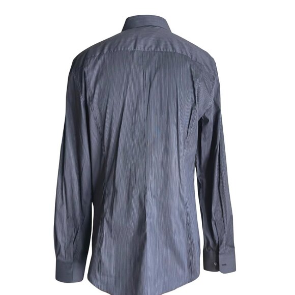 size 43/17 Dolce & Gabbana Mens Sicilia slim fit Black Pinstripe Button-Up dress - Picture 4 of 10